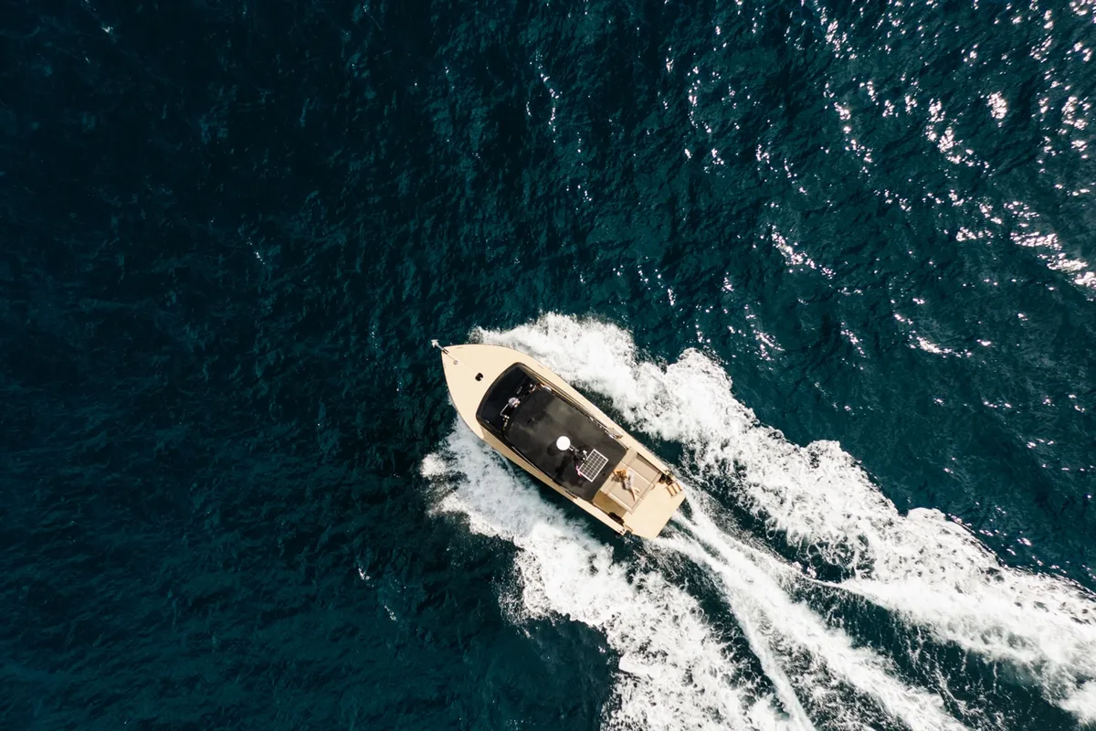 Black Pearl, a Colnago 35 motorboat at Grad Rovinj, Croatia