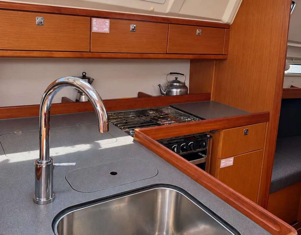 Galley of Francesca, a Bavaria 37 sailboat at Punta Ala, Italy