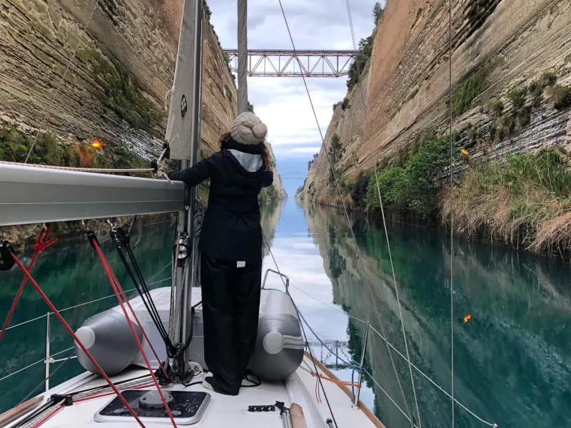 Exterior view of Geneva, a Jeanneau Sun Odyssey 389 sailboat at Kontokali, Greece
