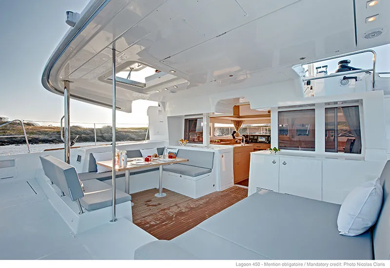 Deck of Moja Mala, a Lagoon 450 catamaran at Seget Donji, Croatia