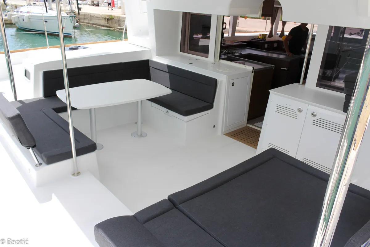 Deck of Moja Mala, a Lagoon 450 catamaran at Seget Donji, Croatia