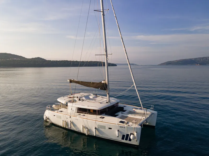 Exterior view of Moja Mala, a Lagoon 450 catamaran at Seget Donji, Croatia