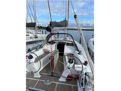 Cockpit of Nine, a Hanse 418 sailboat at Fisksätra, Sweden