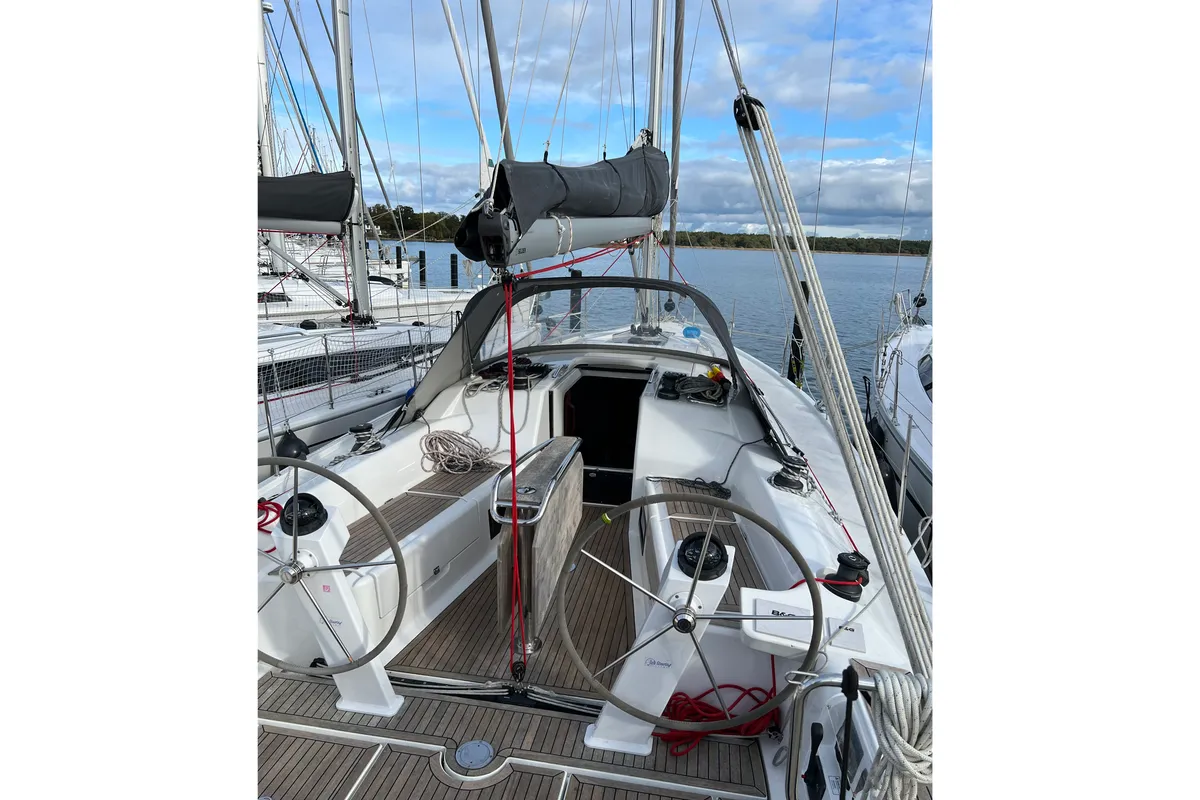 Cockpit of Nine, a Hanse 418 sailboat at Fisksätra, Sweden