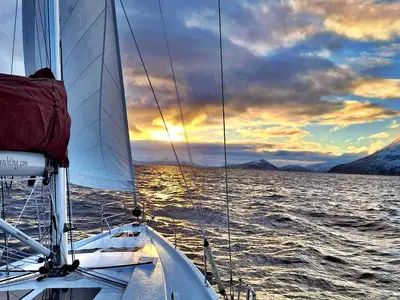 Deck of Arctic Whisper, a Hanse 458 sailboat at Tromsø, Norway