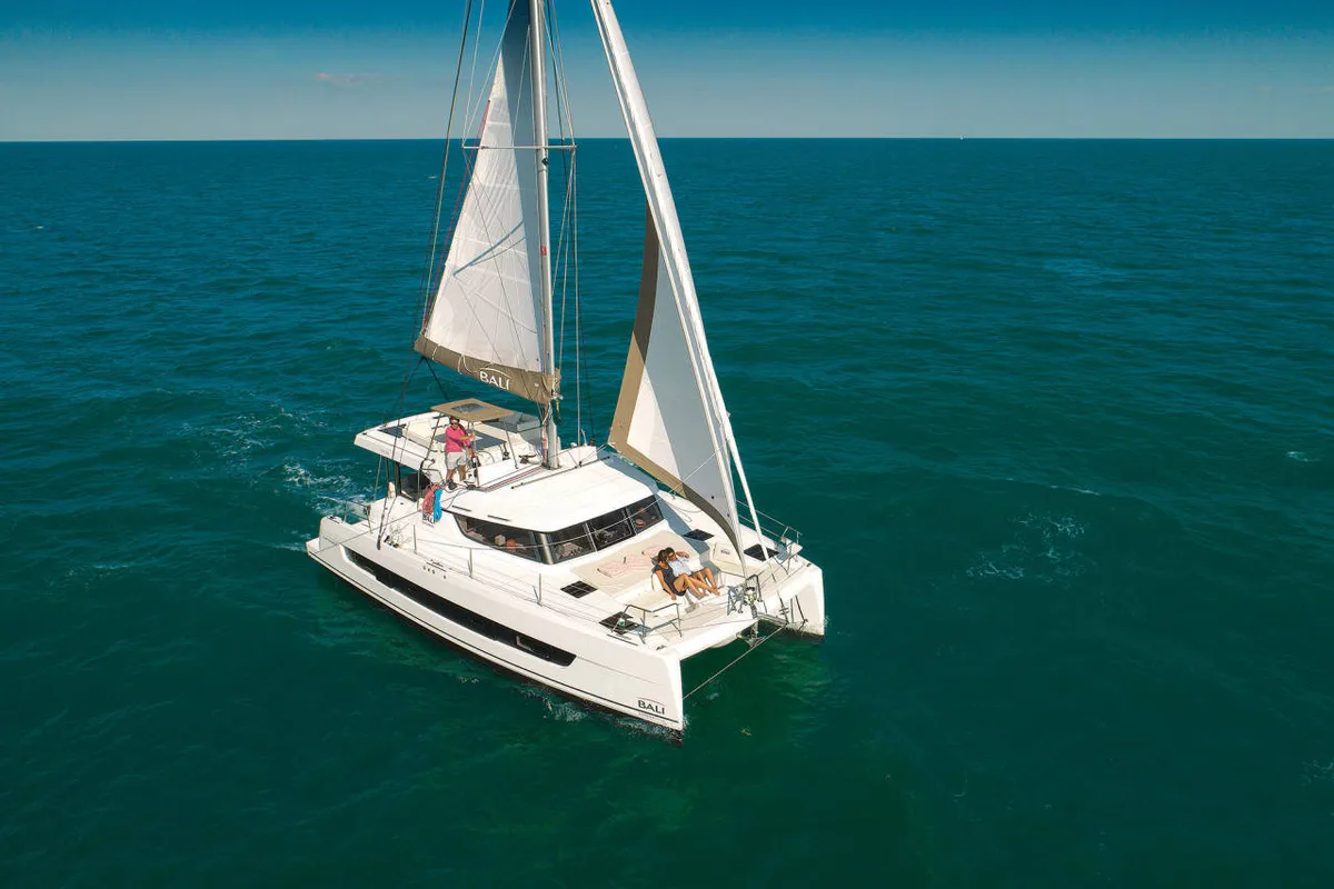 Exterior view of Rafaela, a Bali Catspace catamaran at Municipal Unit of Lefkada, Greece