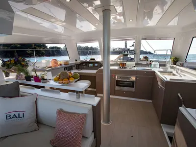 Salon of Rafaela, a Bali Catspace catamaran at Municipal Unit of Lefkada, Greece