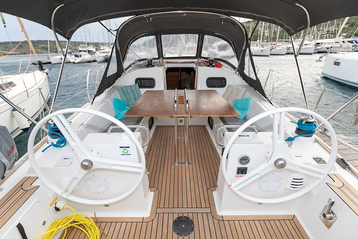Cockpit of Top Secret 2020, a Elan 40.1 sailboat at Primošten, Croatia