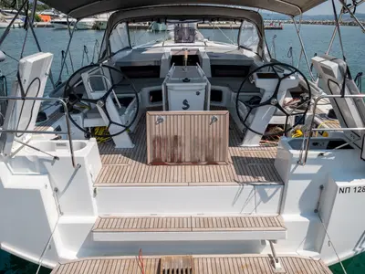 Cockpit of Aloha, a Beneteau Oceanis 51.1 sailboat at Municipal Unit of Lefkada, Greece