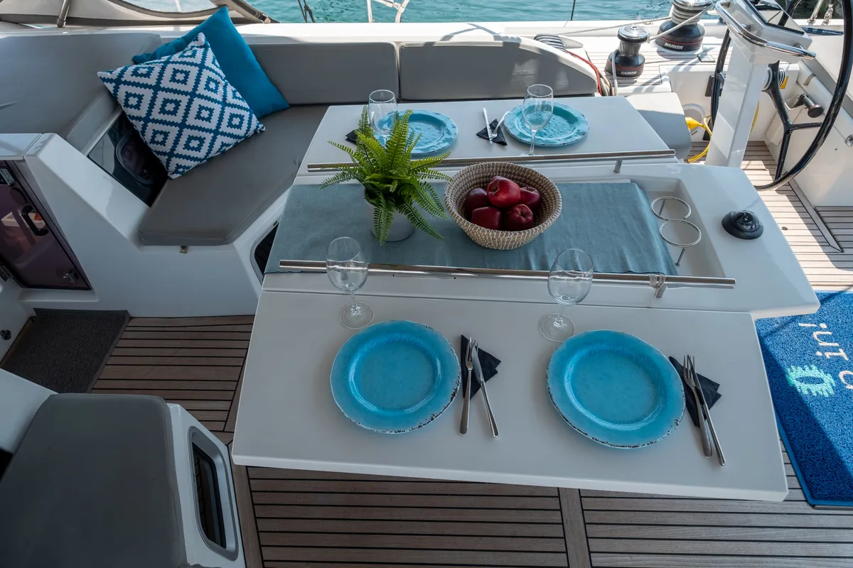 Deck of Aloha, a Beneteau Oceanis 51.1 sailboat at Municipal Unit of Lefkada, Greece