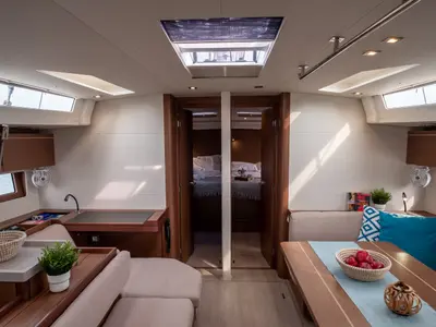 Salon of Aloha, a Beneteau Oceanis 51.1 sailboat at Municipal Unit of Lefkada, Greece