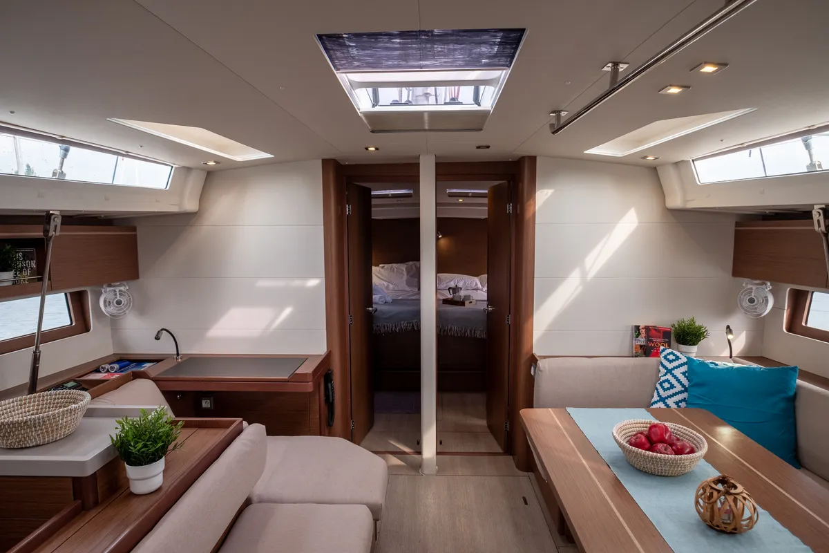 Salon of Aloha, a Beneteau Oceanis 51.1 sailboat at Municipal Unit of Lefkada, Greece
