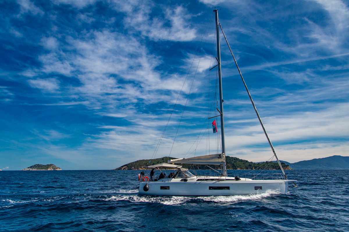 Exterior view of Aloha, a Beneteau Oceanis 51.1 sailboat at Municipal Unit of Lefkada, Greece
