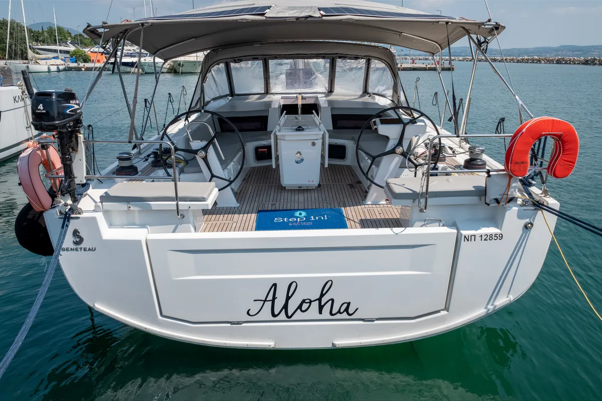 Exterior view of Aloha, a Beneteau Oceanis 51.1 sailboat at Municipal Unit of Lefkada, Greece