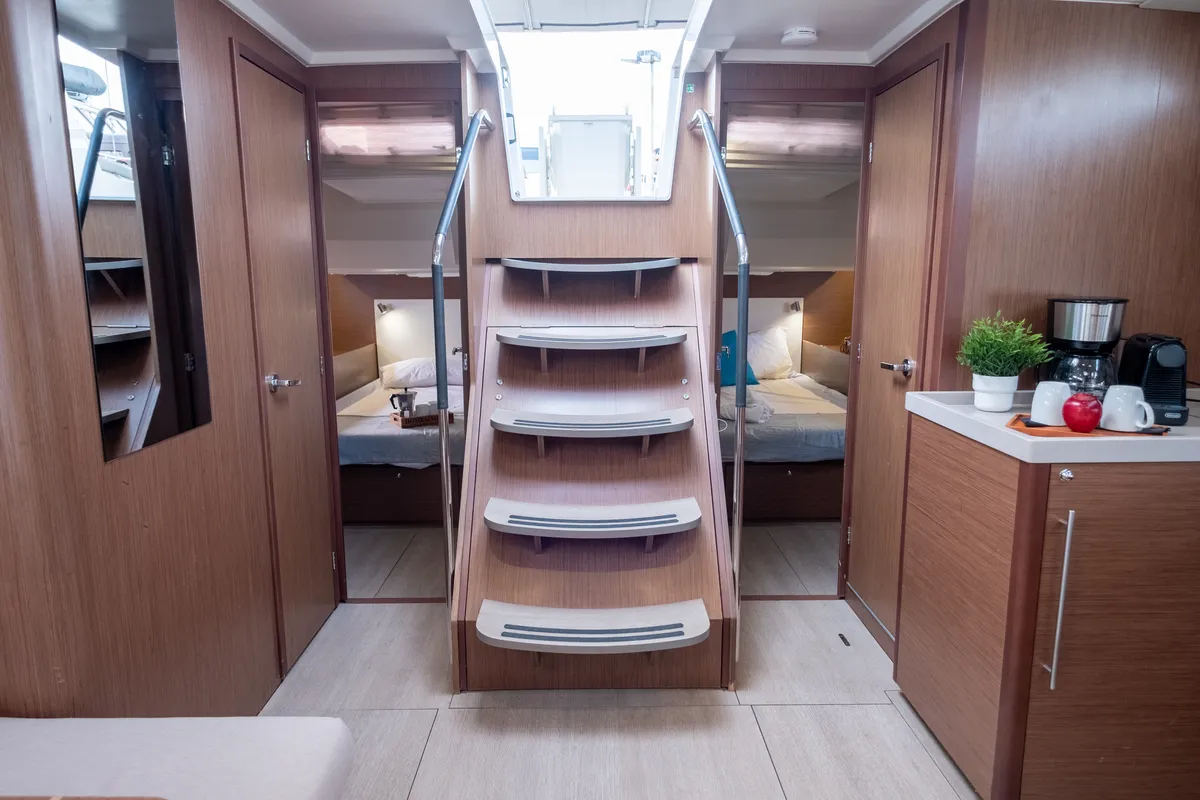 Salon of Aloha, a Beneteau Oceanis 51.1 sailboat at Municipal Unit of Lefkada, Greece