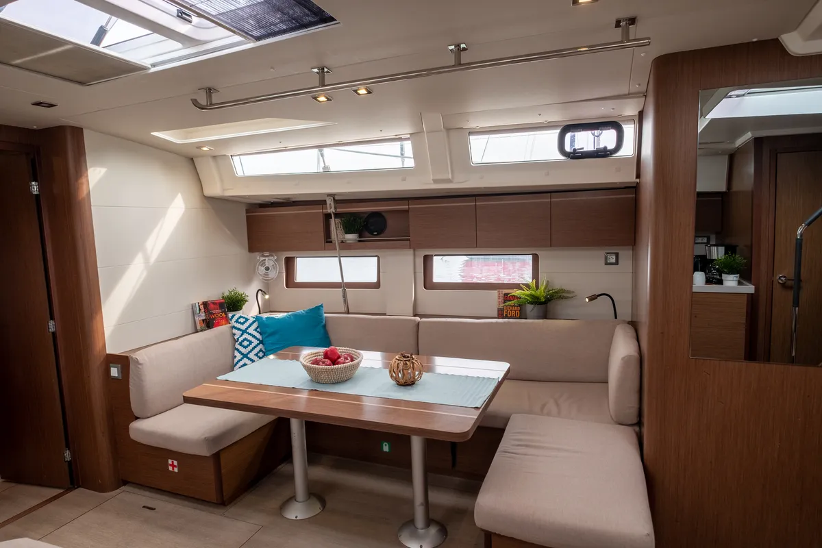 Salon of Aloha, a Beneteau Oceanis 51.1 sailboat at Municipal Unit of Lefkada, Greece