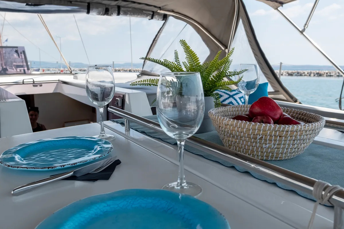 Deck of Aloha, a Beneteau Oceanis 51.1 sailboat at Municipal Unit of Lefkada, Greece