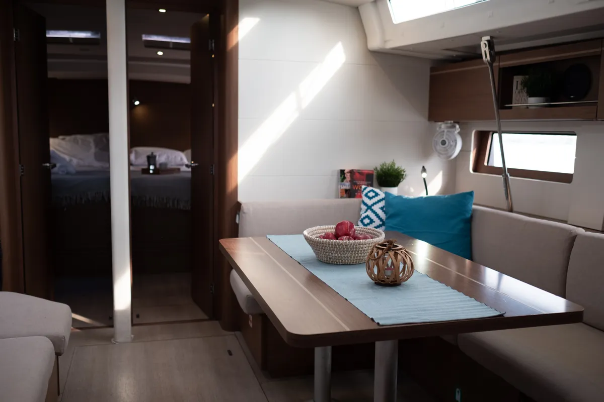 Salon of Aloha, a Beneteau Oceanis 51.1 sailboat at Municipal Unit of Lefkada, Greece