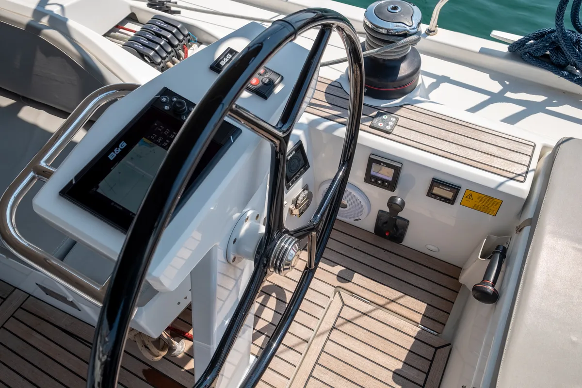 Cockpit of Aloha, a Beneteau Oceanis 51.1 sailboat at Municipal Unit of Lefkada, Greece