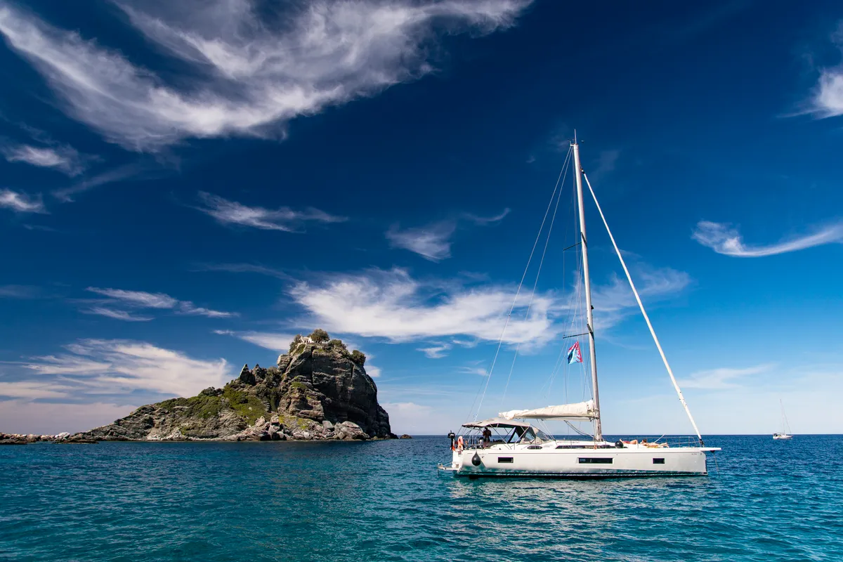 Exterior view of Aloha, a Beneteau Oceanis 51.1 sailboat at Municipal Unit of Lefkada, Greece