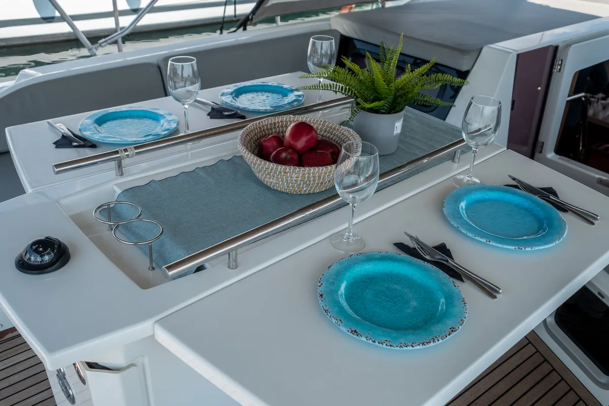 Deck of Aloha, a Beneteau Oceanis 51.1 sailboat at Municipal Unit of Lefkada, Greece