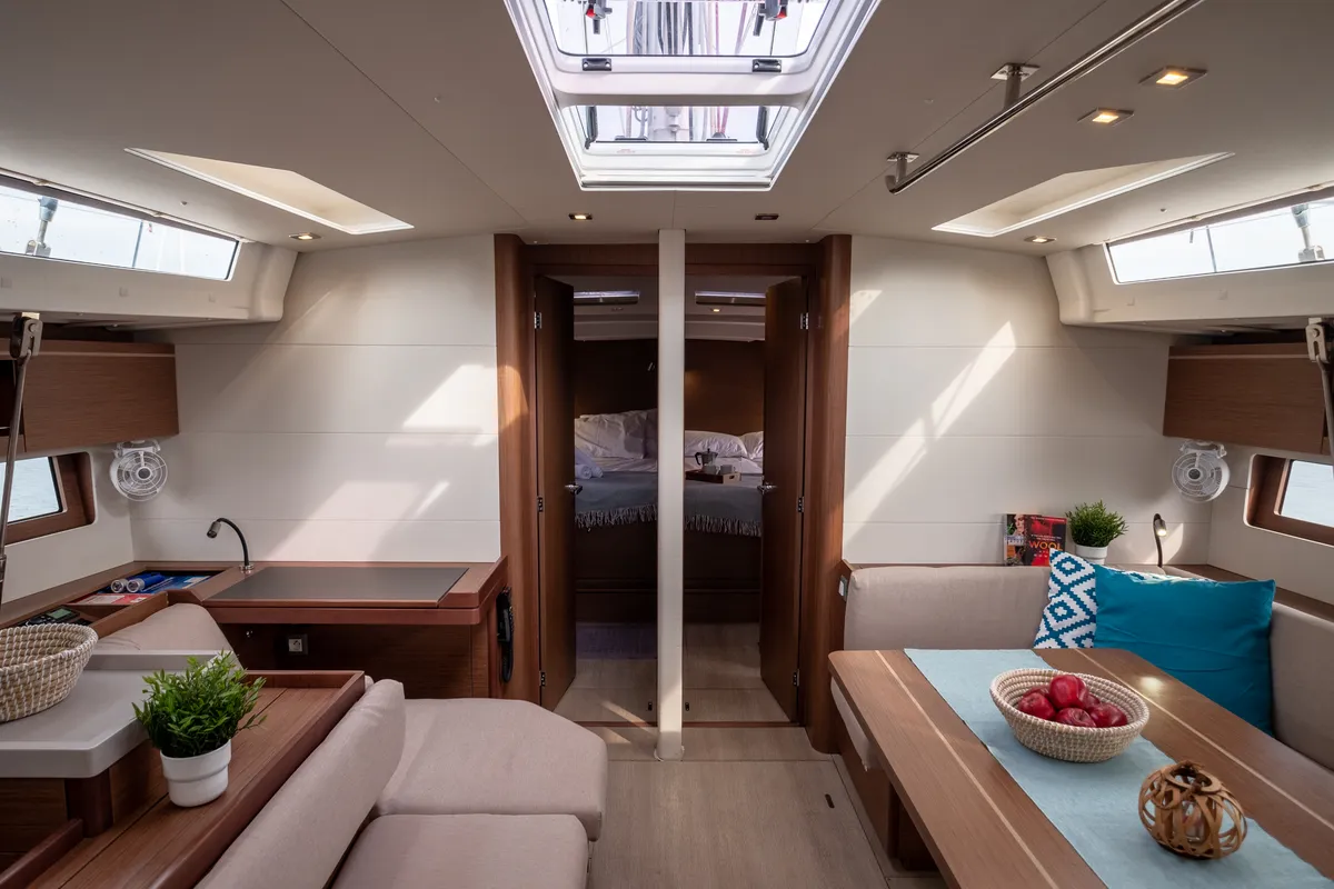 Salon of Aloha, a Beneteau Oceanis 51.1 sailboat at Municipal Unit of Lefkada, Greece