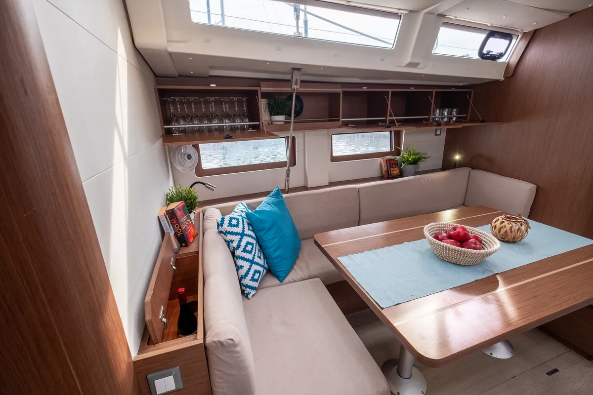 Salon of Aloha, a Beneteau Oceanis 51.1 sailboat at Municipal Unit of Lefkada, Greece