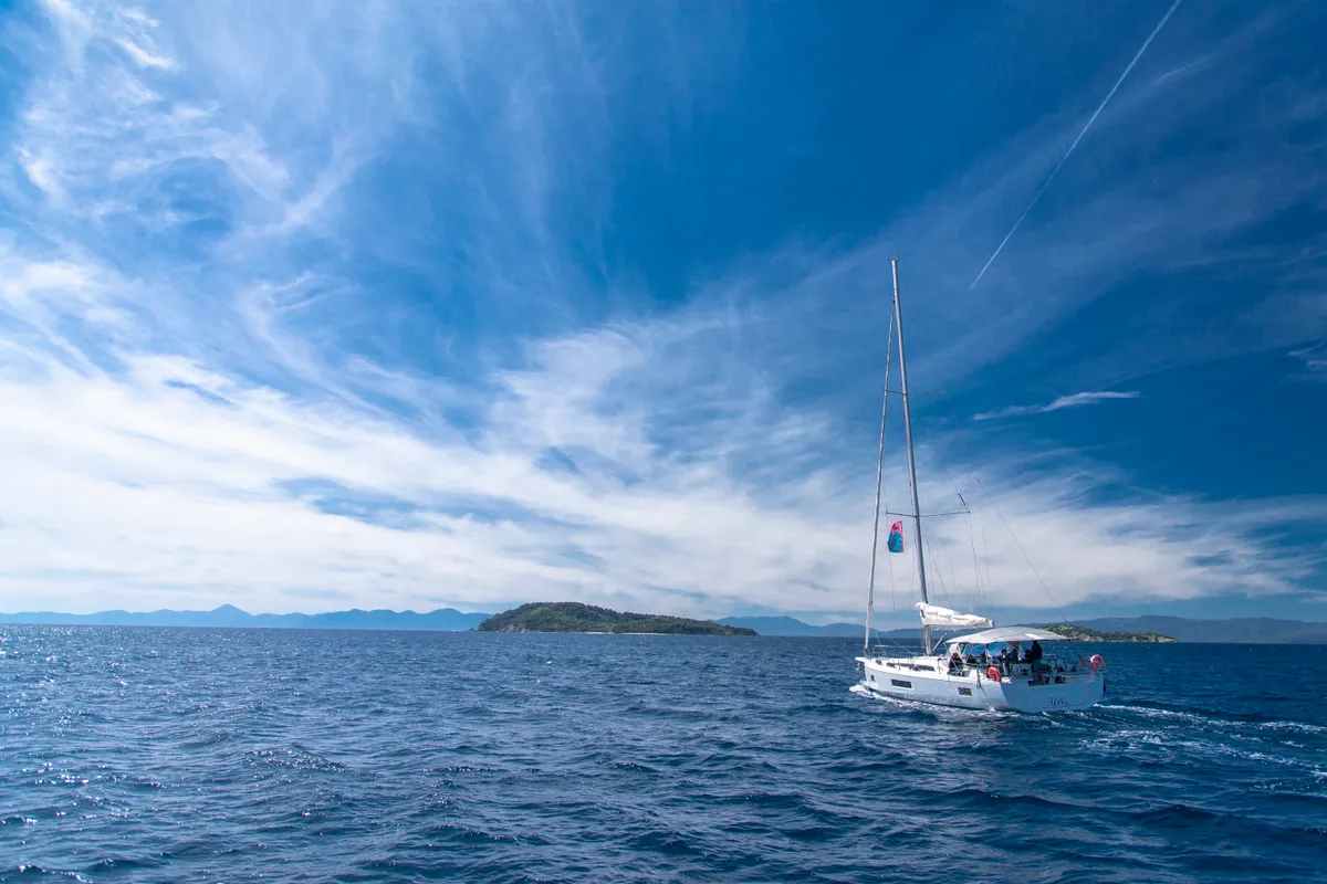 Exterior view of Aloha, a Beneteau Oceanis 51.1 sailboat at Municipal Unit of Lefkada, Greece