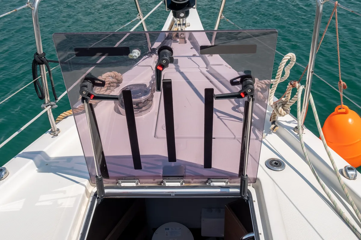Deck of Aloha, a Beneteau Oceanis 51.1 sailboat at Municipal Unit of Lefkada, Greece