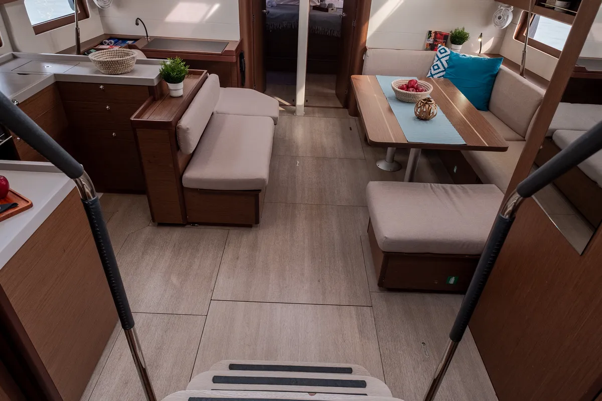 Salon of Aloha, a Beneteau Oceanis 51.1 sailboat at Municipal Unit of Lefkada, Greece