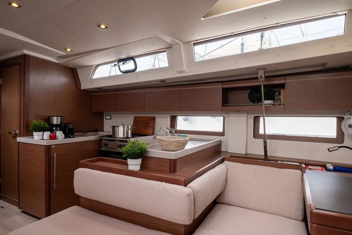 Galley of Aloha, a Beneteau Oceanis 51.1 sailboat at Municipal Unit of Lefkada, Greece
