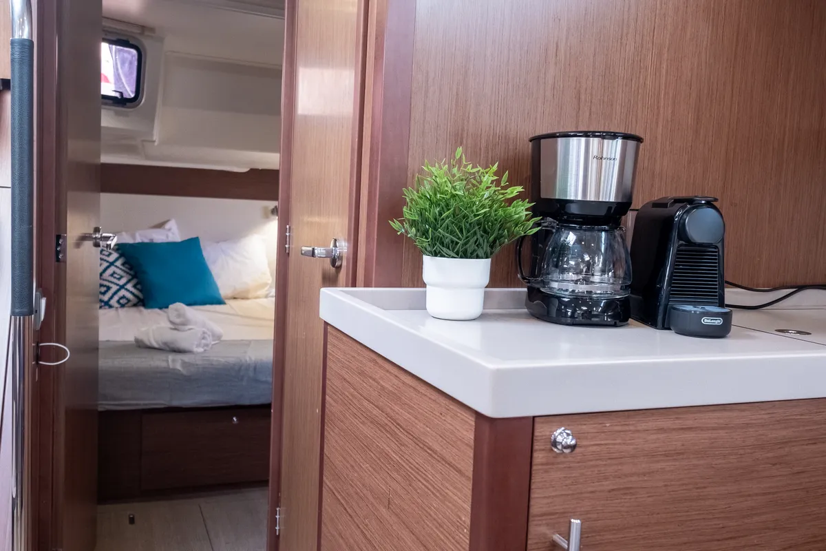 Galley of Aloha, a Beneteau Oceanis 51.1 sailboat at Municipal Unit of Lefkada, Greece