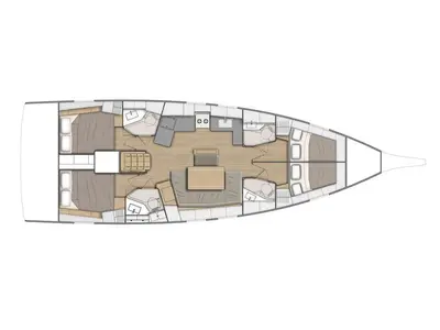 Floor plan of Serenity, a Beneteau Oceanis 46.1 sailboat at Kos, Greece