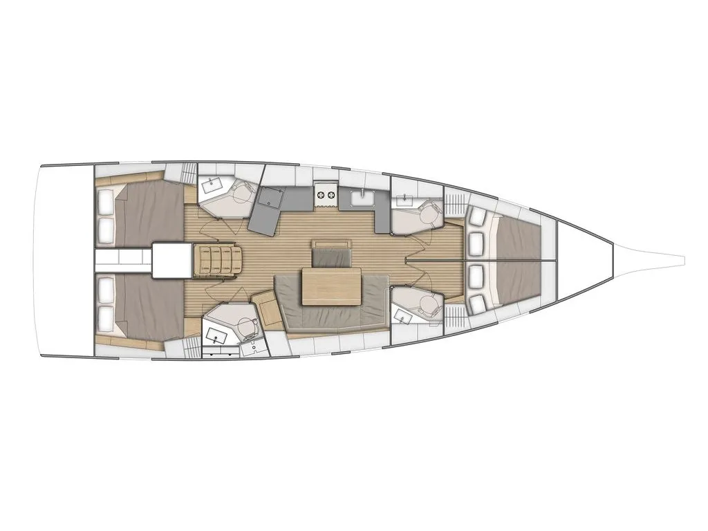 Floor plan of Serenity, a Beneteau Oceanis 46.1 sailboat at Kos, Greece