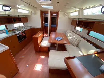 Galley of Serenity, a Beneteau Oceanis 46.1 sailboat at Kos, Greece