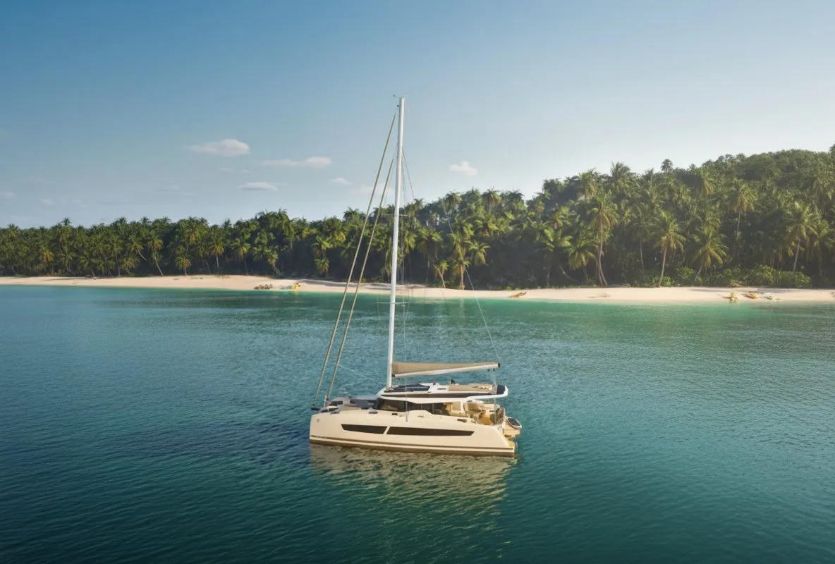 Exterior view of Irish Exit, a Fountaine Pajot FP 41 Maesto 3 catamaran at Charlotte Amalie, United States