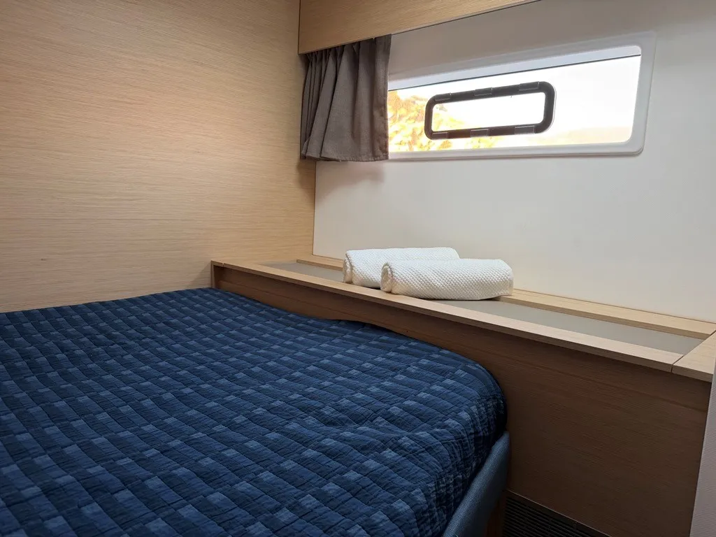 THE WAVE, a Fountaine Pajot Aura 51 catamaran at Athens, Greece