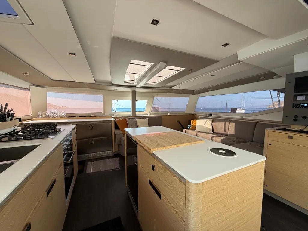 THE WAVE, a Fountaine Pajot Aura 51 catamaran at Athens, Greece