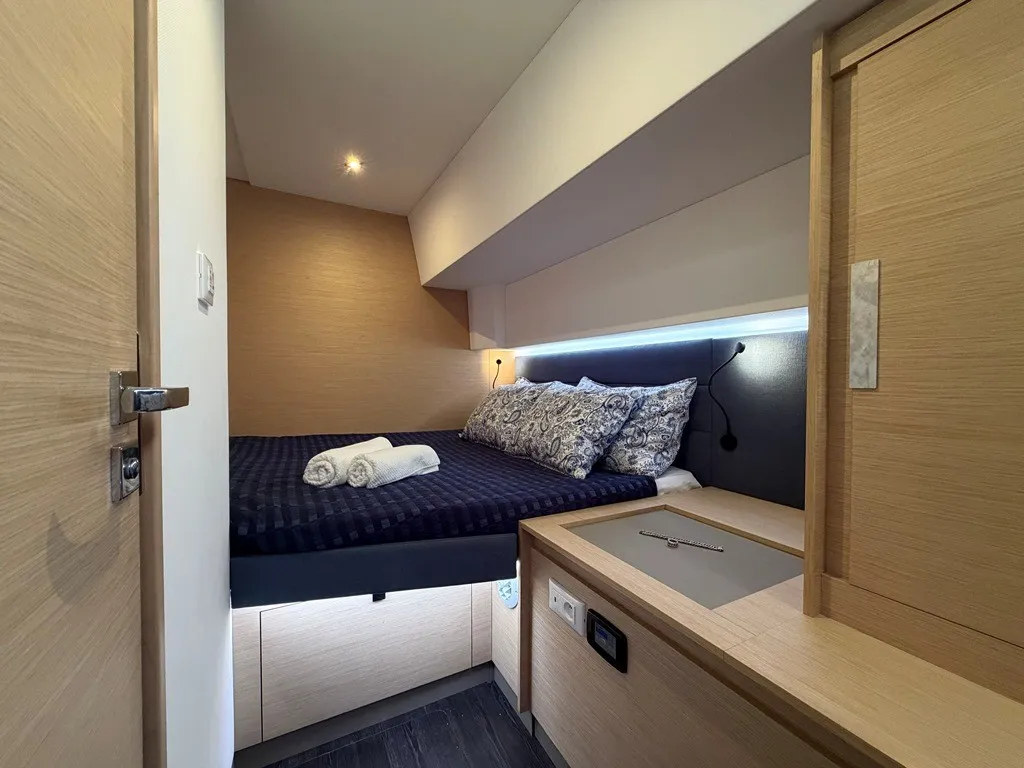 THE WAVE, a Fountaine Pajot Aura 51 catamaran at Athens, Greece