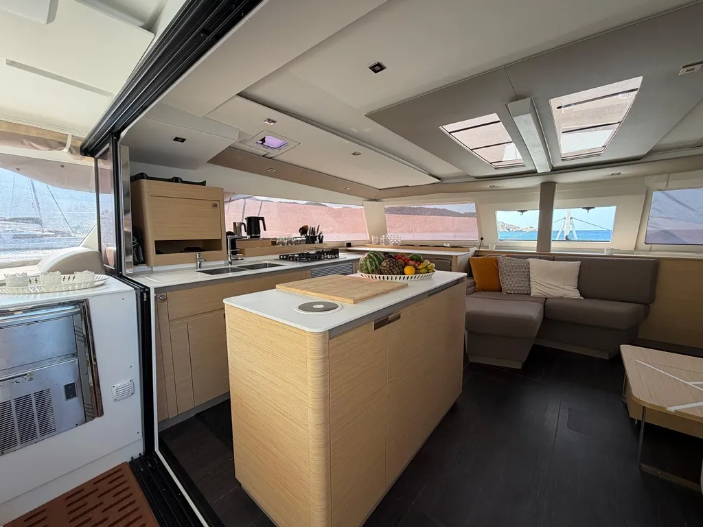 THE WAVE, a Fountaine Pajot Aura 51 catamaran at Athens, Greece