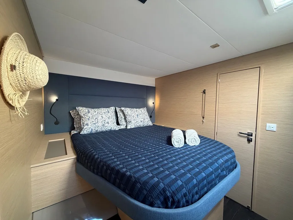 THE WAVE, a Fountaine Pajot Aura 51 catamaran at Athens, Greece