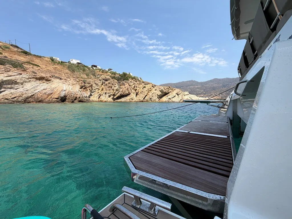 THE WAVE, a Fountaine Pajot Aura 51 catamaran at Athens, Greece