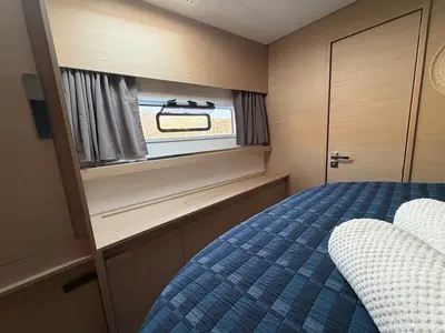 THE WAVE, a Fountaine Pajot Aura 51 catamaran at Athens, Greece
