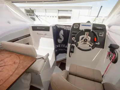 Nevera, a Beneteau Antares 8 OB motorboat at Tribunj, Croatia