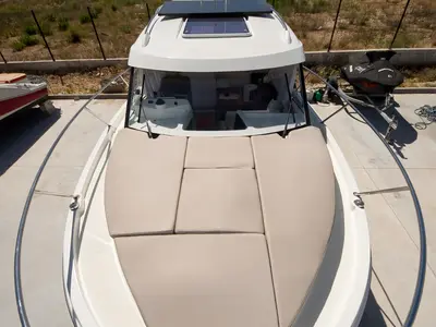 Deck of Nevera, a Beneteau Antares 8 OB motorboat at Tribunj, Croatia
