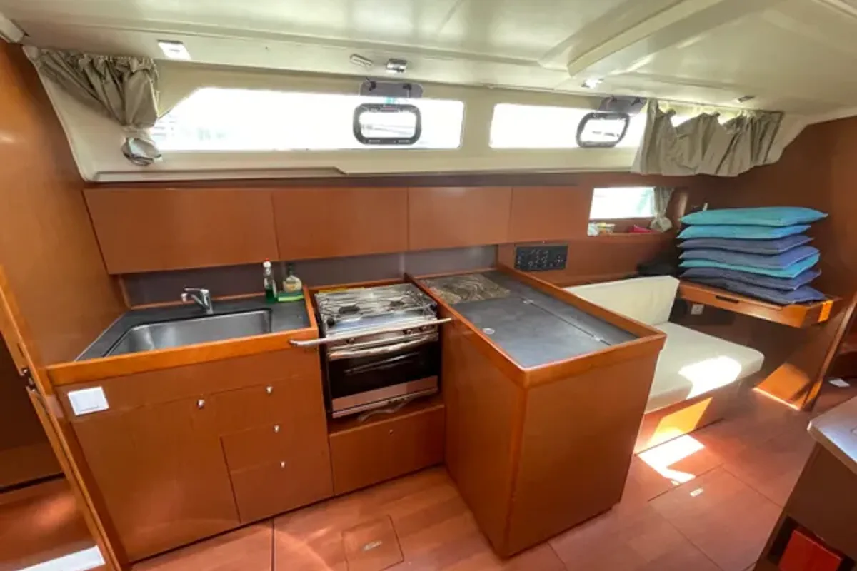 Galley of Black Lion, a Beneteau Oceanis 41.1 sailboat at Municipal Unit of Ellomenos, Greece