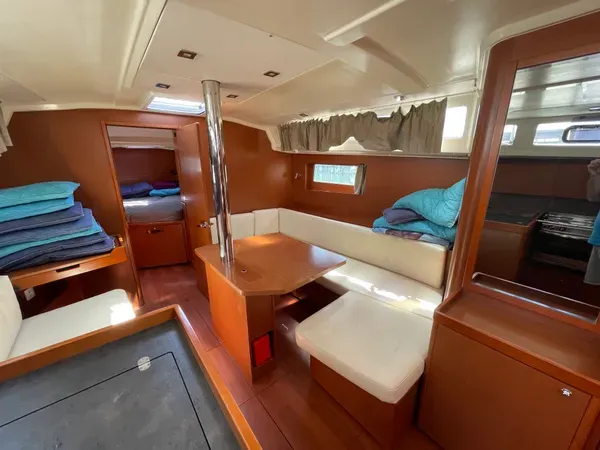 Salon of Black Lion, a Beneteau Oceanis 41.1 sailboat at Municipal Unit of Ellomenos, Greece