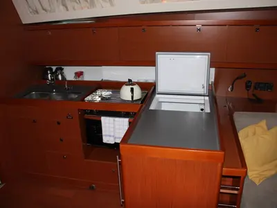Galley of Tonic, a Beneteau Oceanis 45 sailboat at Marmaris, Turkey