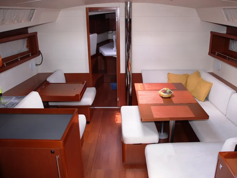 Salon of Tonic, a Beneteau Oceanis 45 sailboat at Marmaris, Turkey