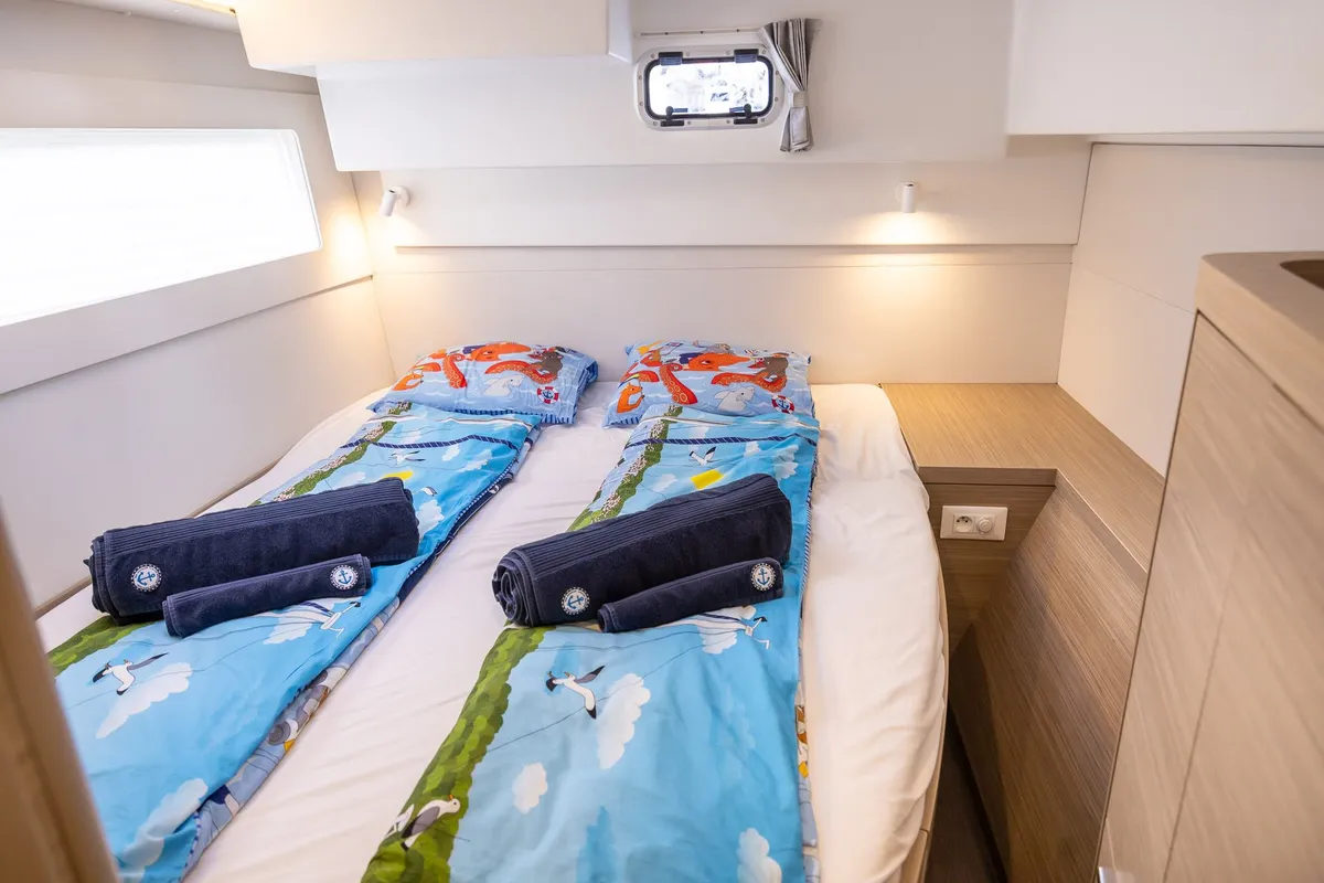 Cabin on Dugong, a Lagoon 40 catamaran at Primošten, Croatia